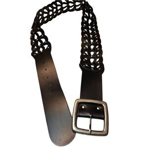Black Belt with Silver Buckle waist Waist 38"-42"